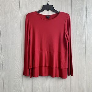 J Jill Wearever True Red Long Sleeve Top Size Small NWT